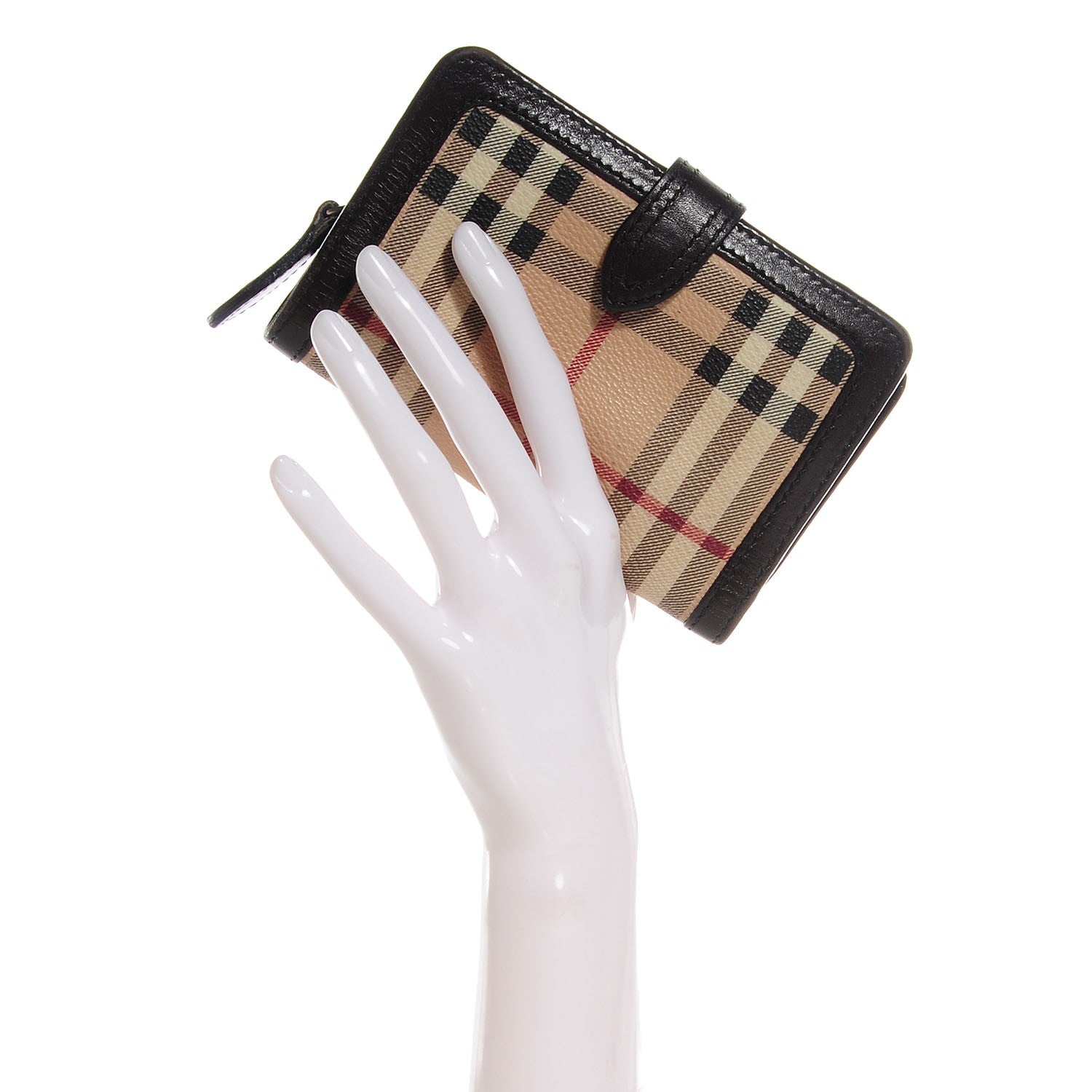 Burberry Haymarket Check Compact Zip Wallet Chocolate 2 of 9