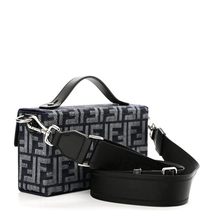 Fendi Fabric Jacquard Reactive Jean Denim Vitello Cover FF Baguette Soft Trunk Blue Black 3 of 11