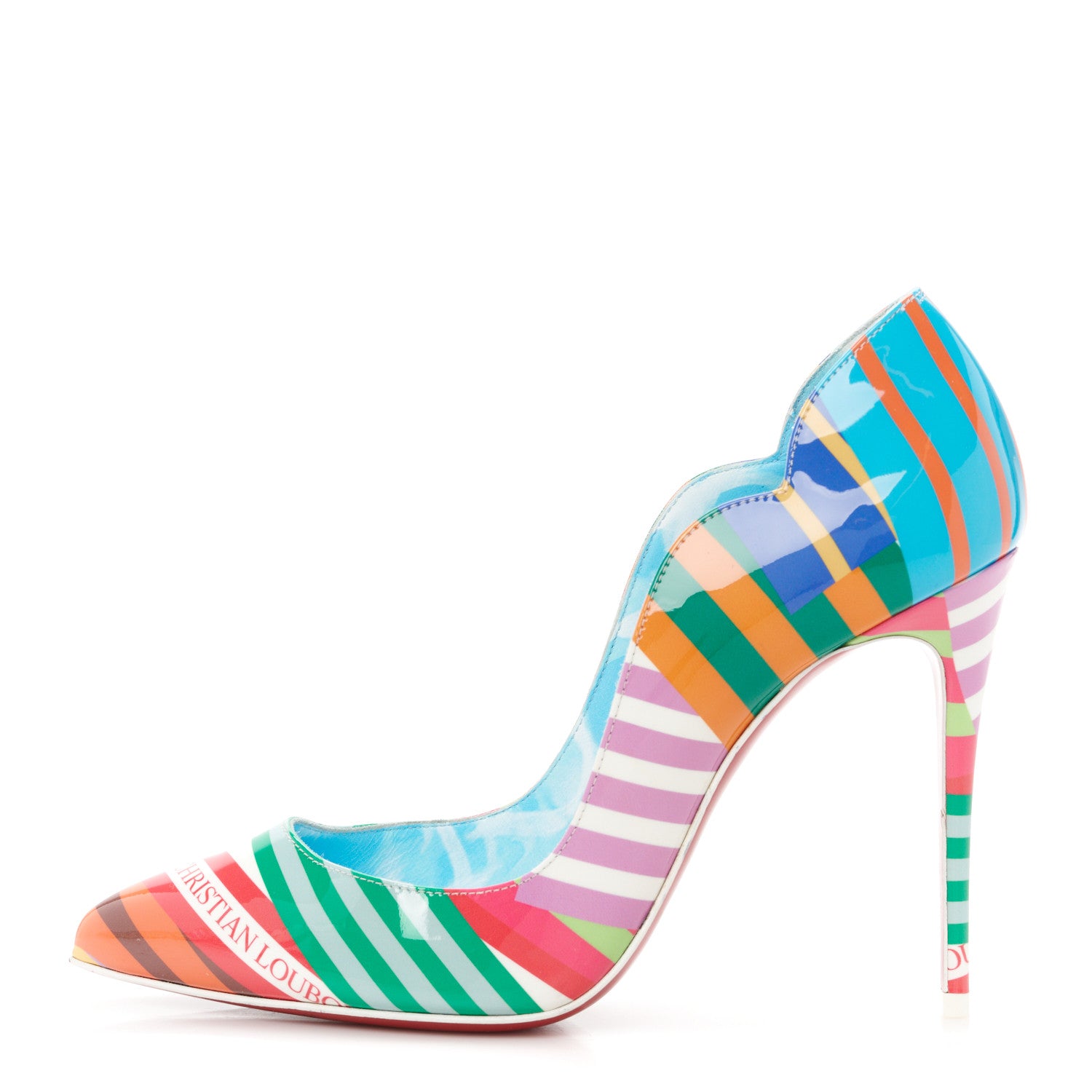 Christian Louboutin Patent Striped Grand Bain Swimming Pool Hot Chick 100 Pumps 36.5 Multicolor 1 of 9
