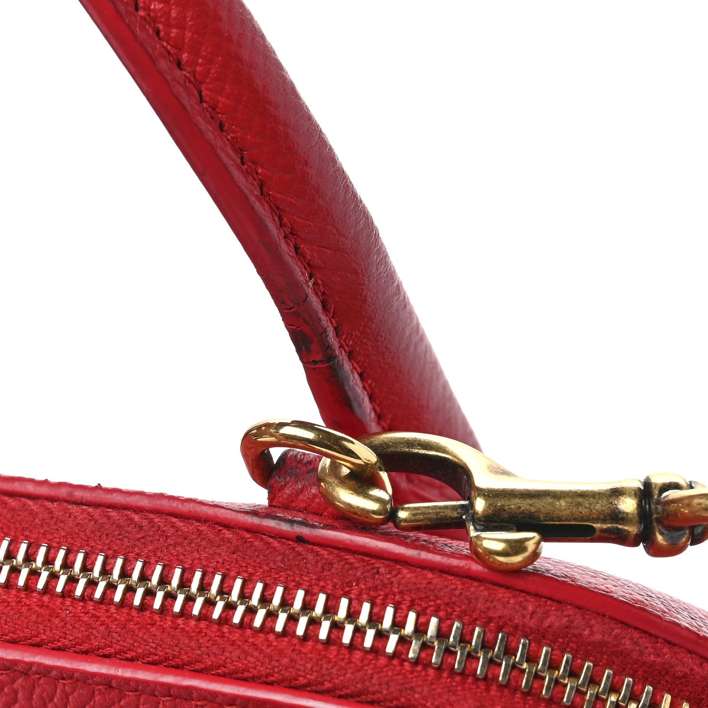 Signature Grained Calfskin Logo XXS Ville Top Handle Bag Rouge Coquelicot Black
