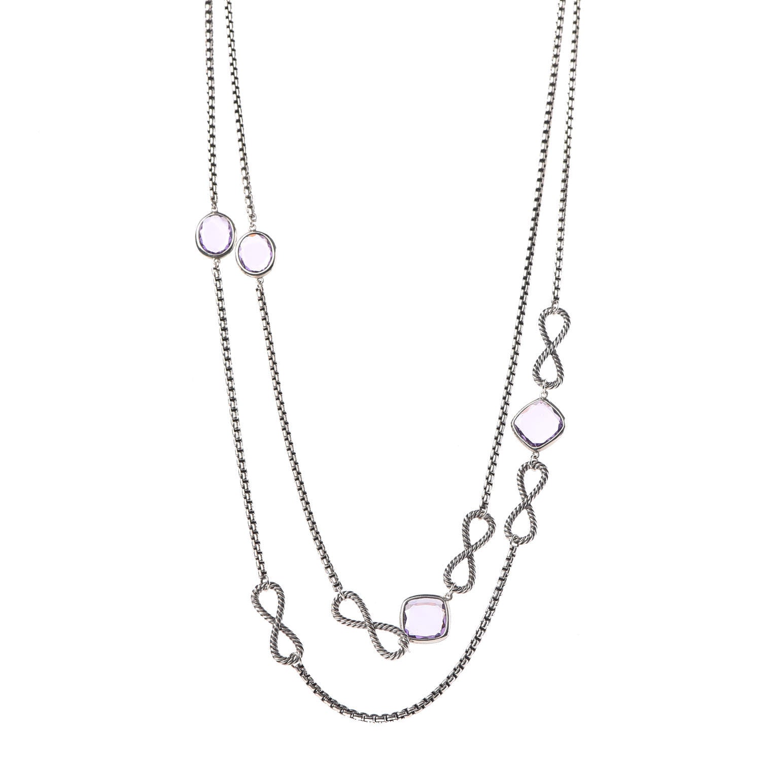 David Yurman Sterling Silver Amethyst Infinity Necklace 1 of 6