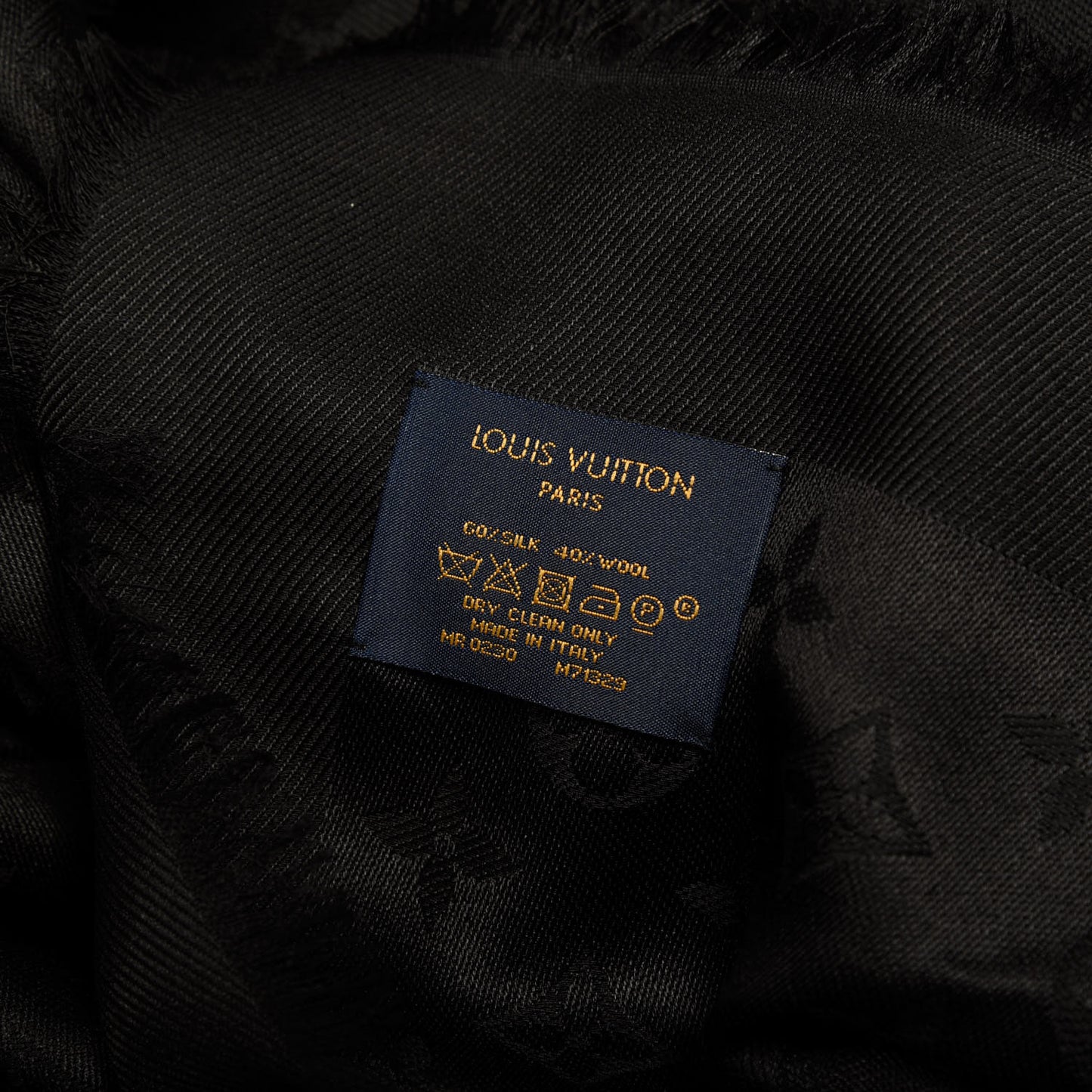 Silk Wool Monogram Shawl Black