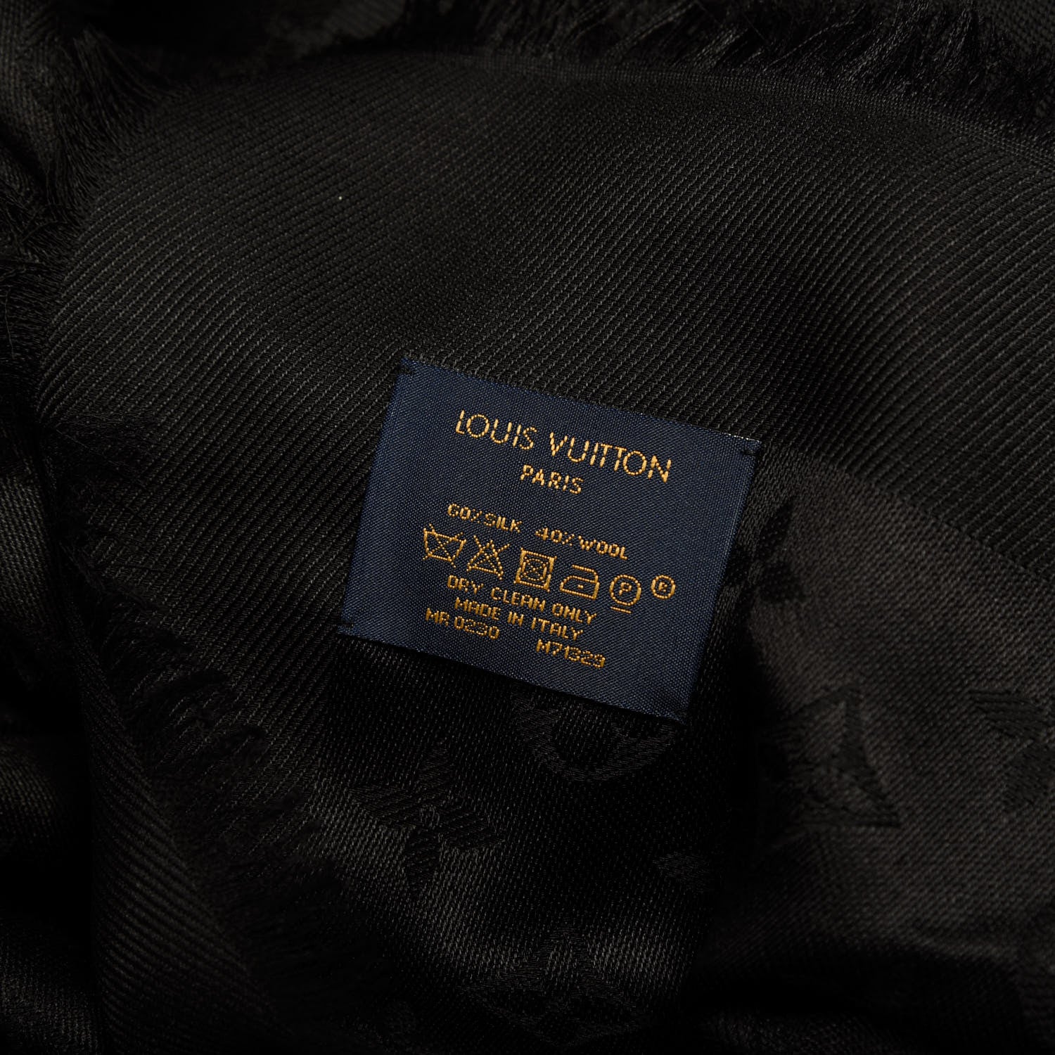 Louis Vuitton Silk Wool Monogram Shawl Black 3 of 3