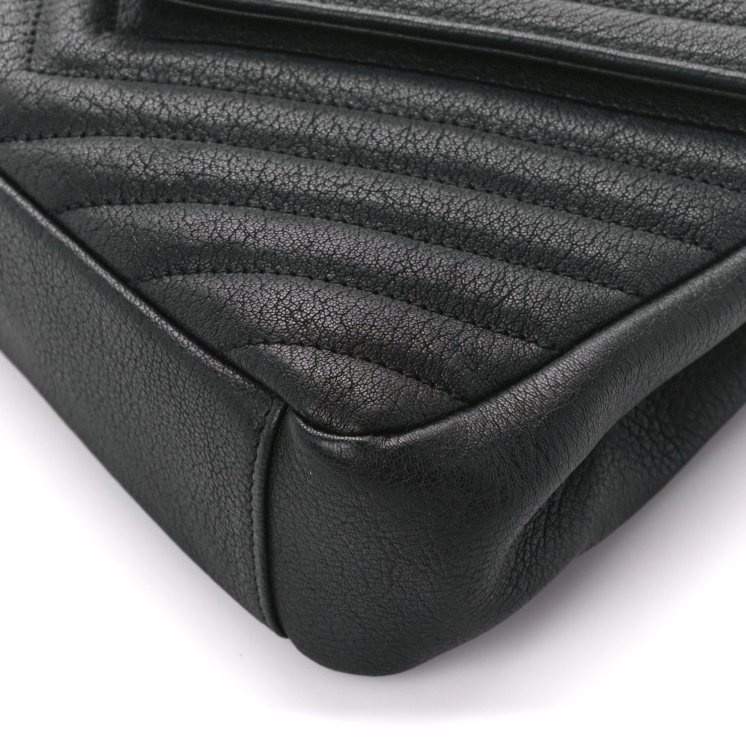 Saint Laurent Sheepskin Matelasse Chevron Monogram Medium College Bag Black 11 of 11