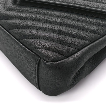 Saint Laurent Sheepskin Matelasse Chevron Monogram Medium College Bag Black 11 of 11