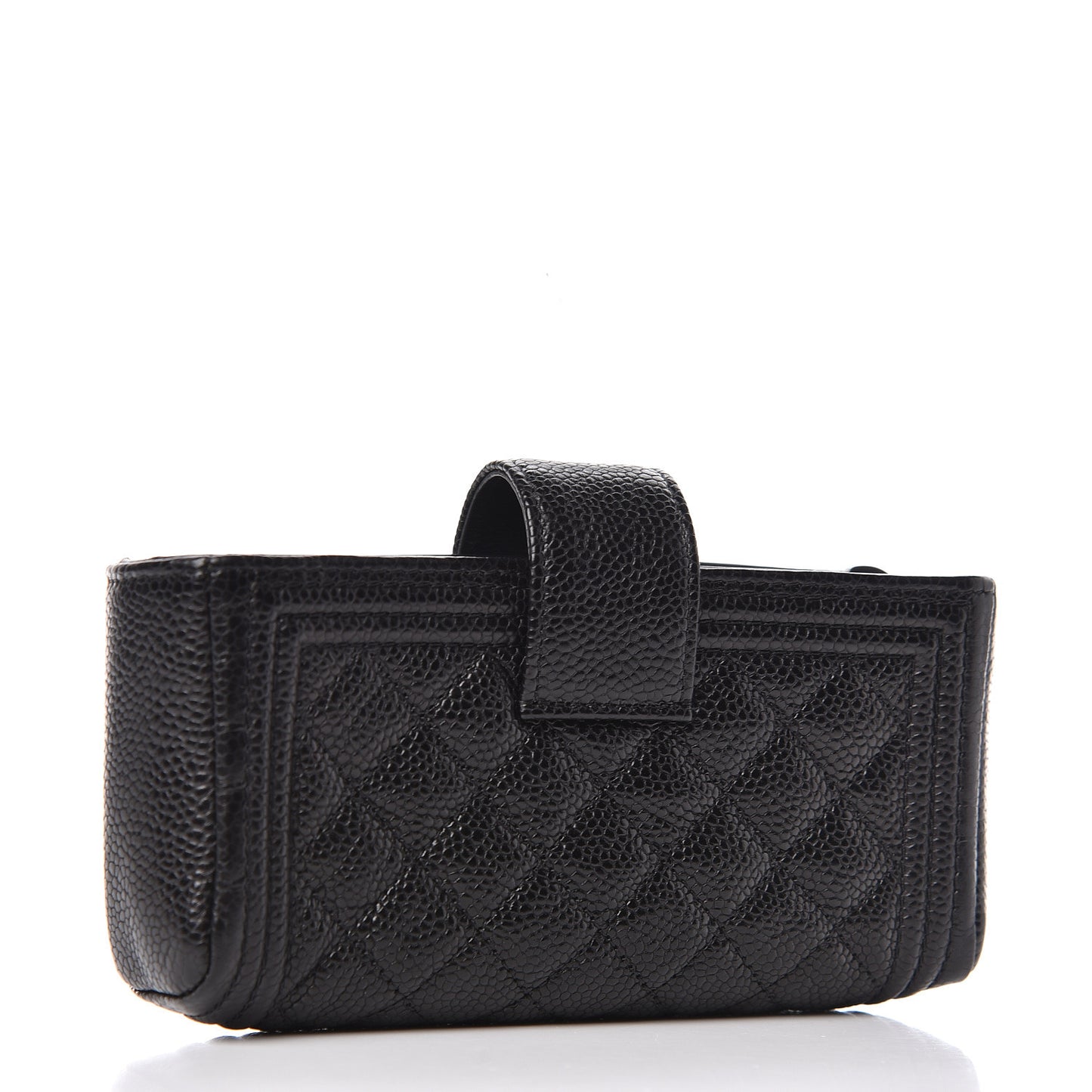 Caviar Quilted Mini Boy Phone Holder Clutch Black
