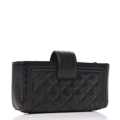 Chanel Caviar Quilted Mini Boy Phone Holder Clutch Black 3 of 9