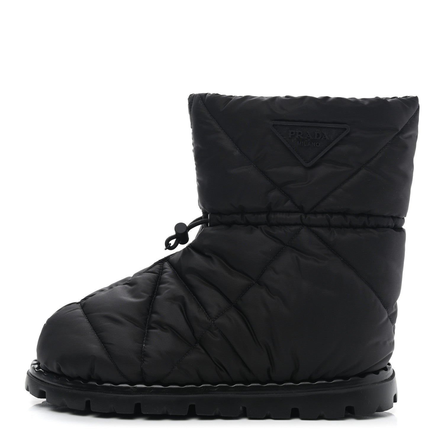 Prada Re-Nylon Piuma Triangle Logo Padded Drawcord 20mm Snow Boots 38 Black 1 of 7
