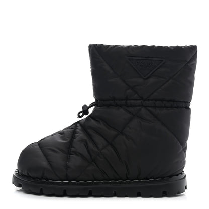 Prada Re-Nylon Piuma Triangle Logo Padded Drawcord 20mm Snow Boots 38 Black 1 of 7