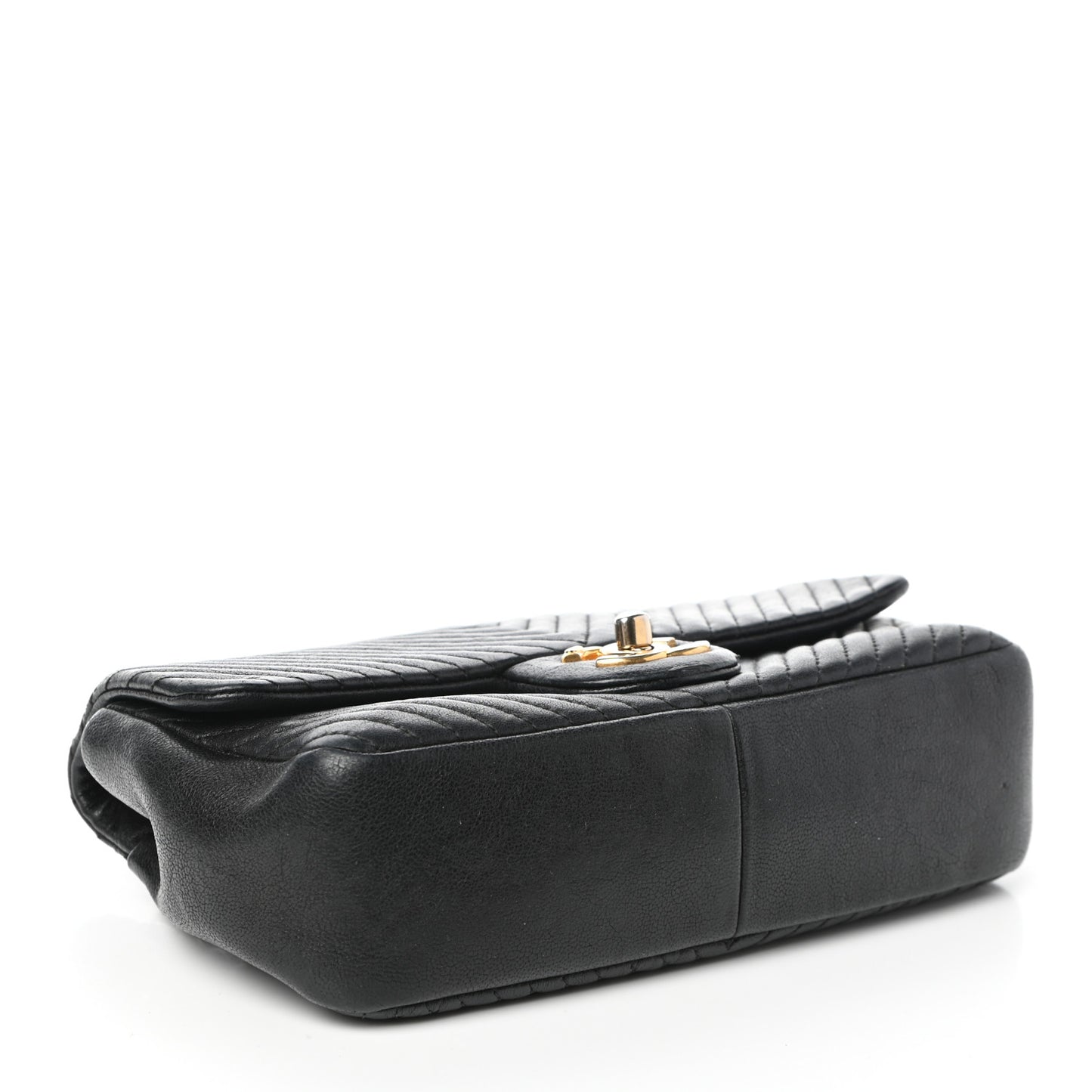 Calfskin Surpique Chevron Small Flap Black