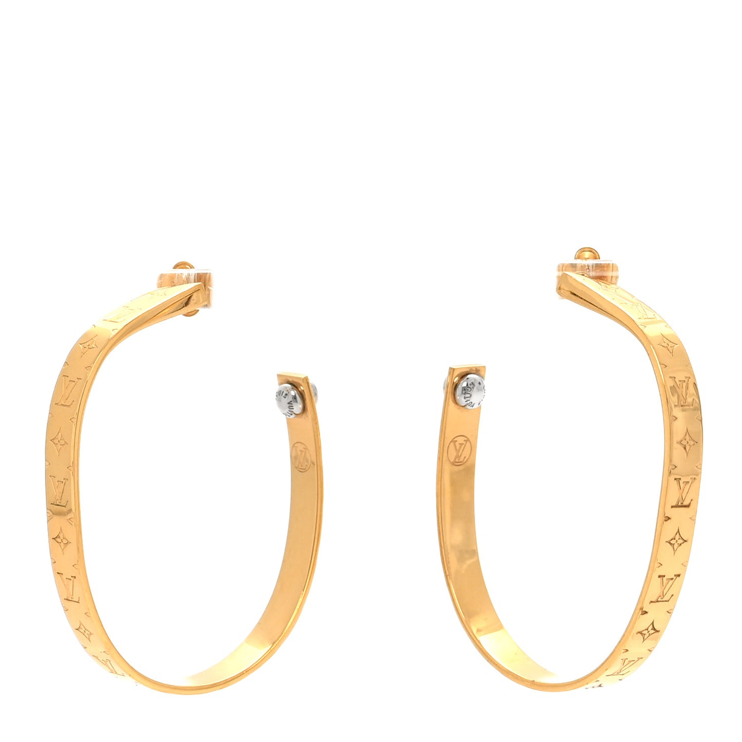 Metal Nanogram Hoop Earrings Gold