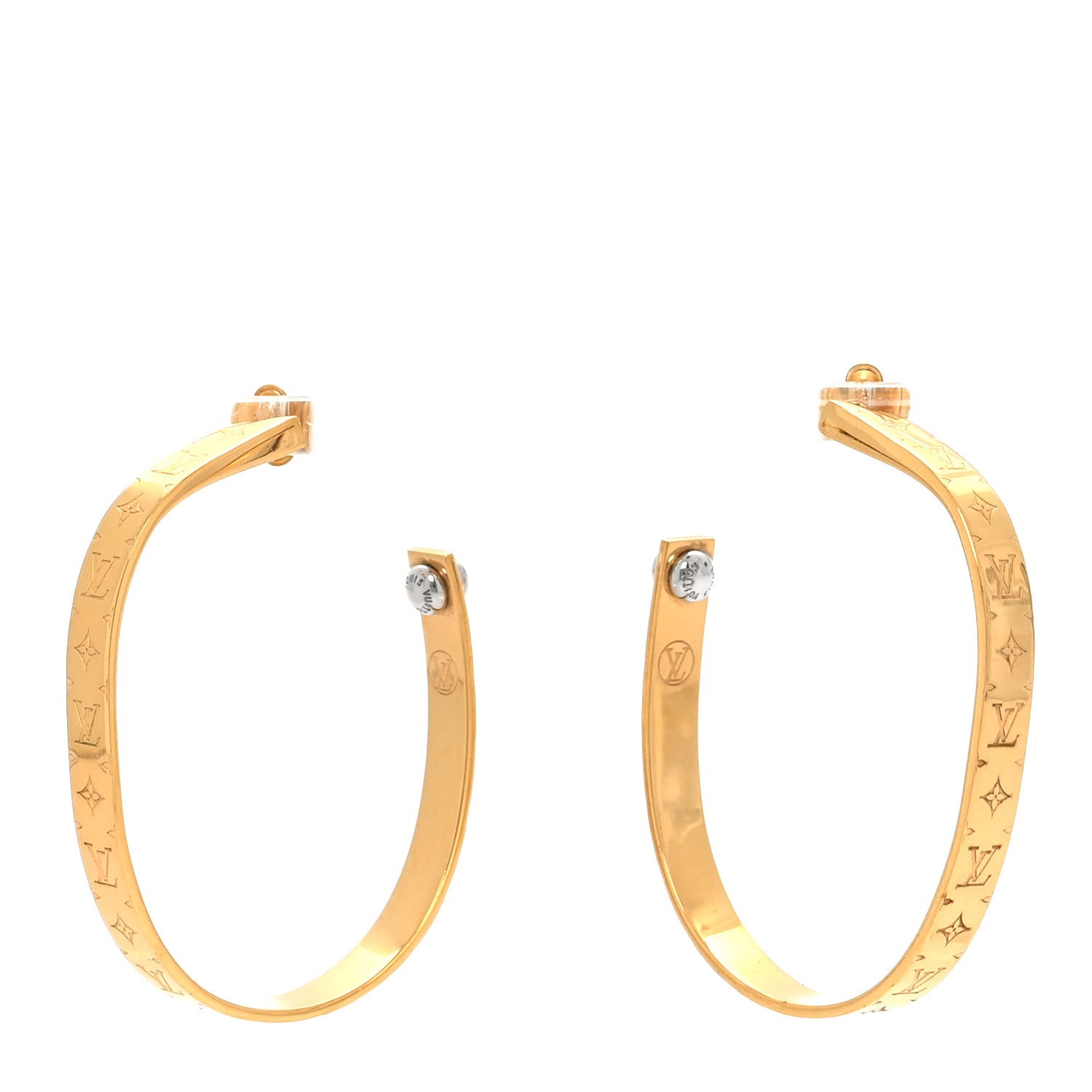 Louis Vuitton Metal Nanogram Hoop Earrings Gold 1 of 5