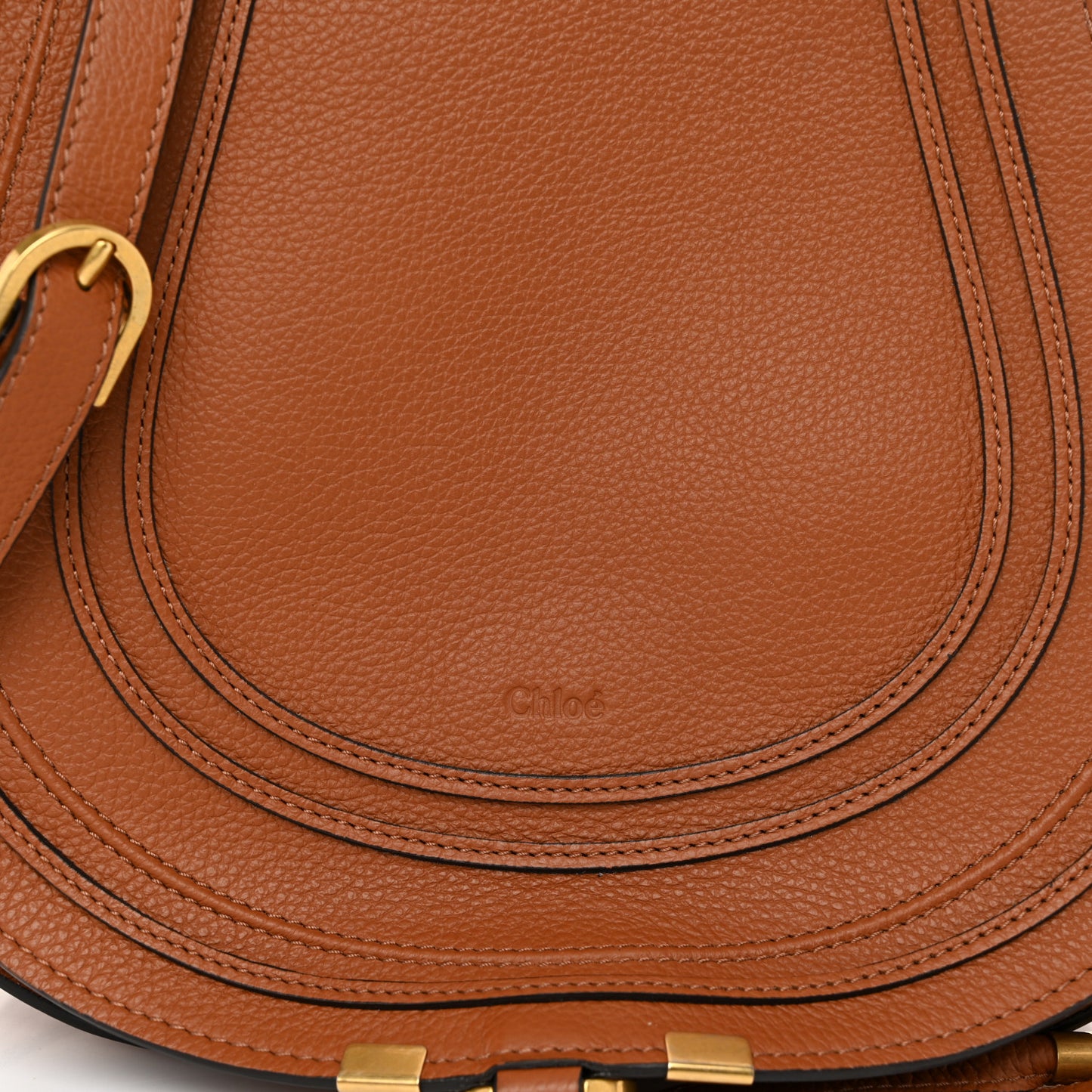 Grained Calfskin Medium Marcie Saddle Bag Tan