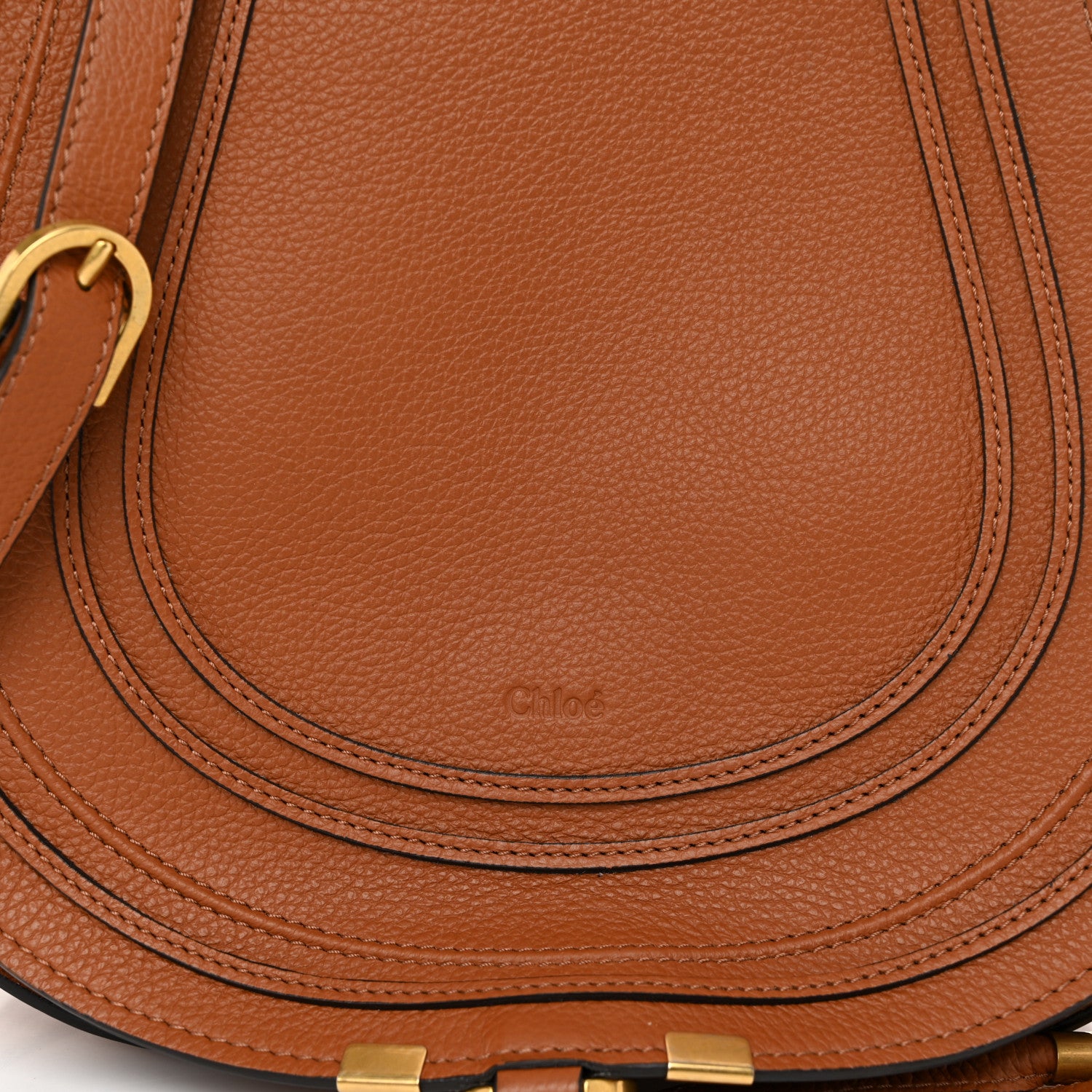 Chloe Grained Calfskin Medium Marcie Saddle Bag Tan 9 of 11