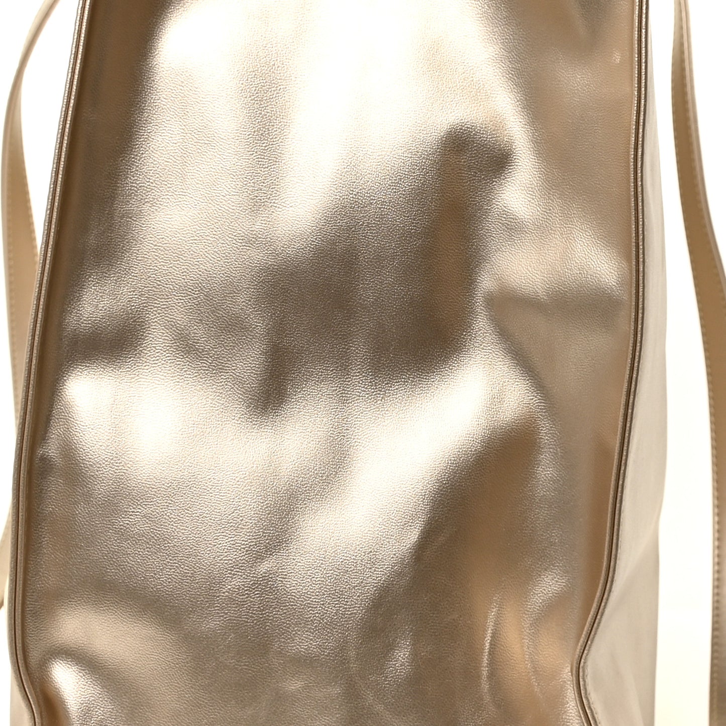 Metallic Vegan Leather Large Shopping Bag Gold