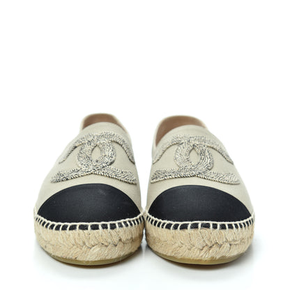 Chanel Canvas Grosgrain CC Espadrilles 41 Beige Black 2 of 11