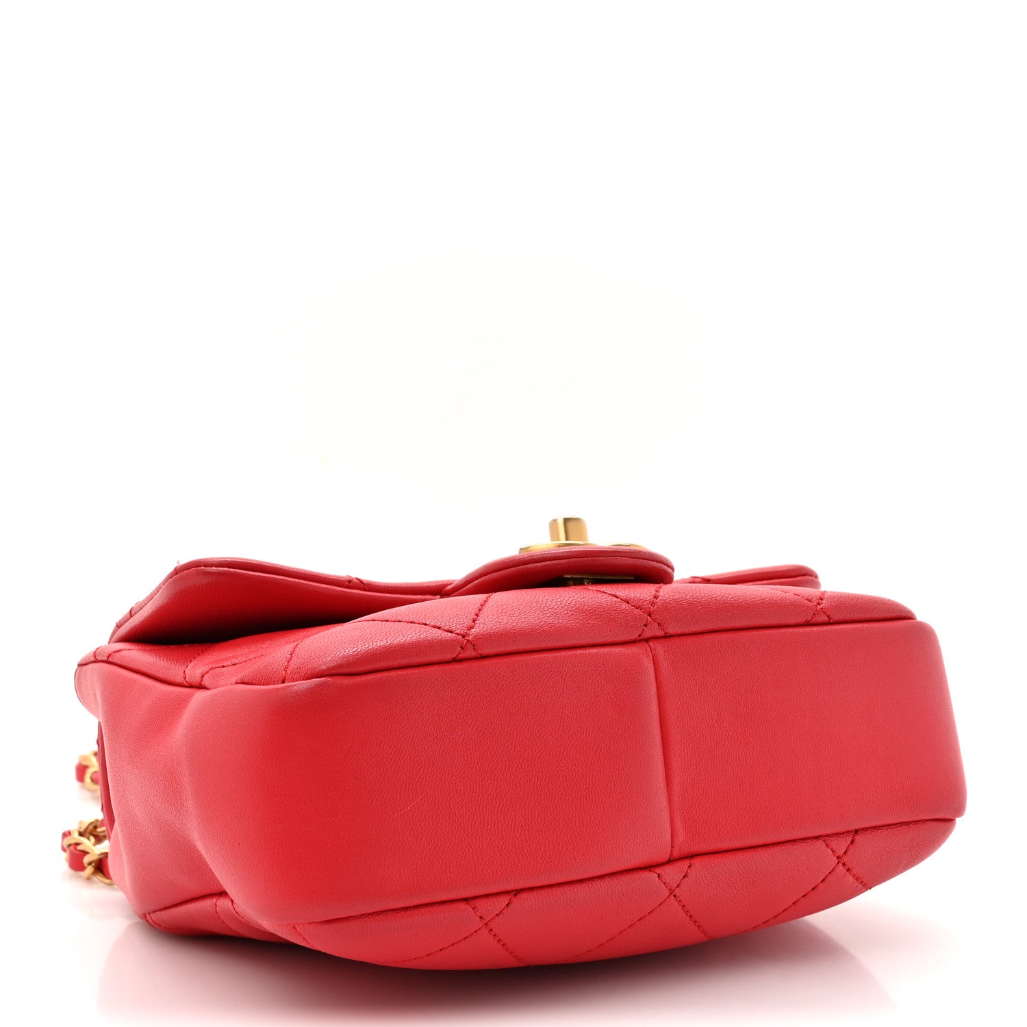 Chanel Lambskin Quilted Small Circular Handle Bag Brilliant Rouge 4 of 15