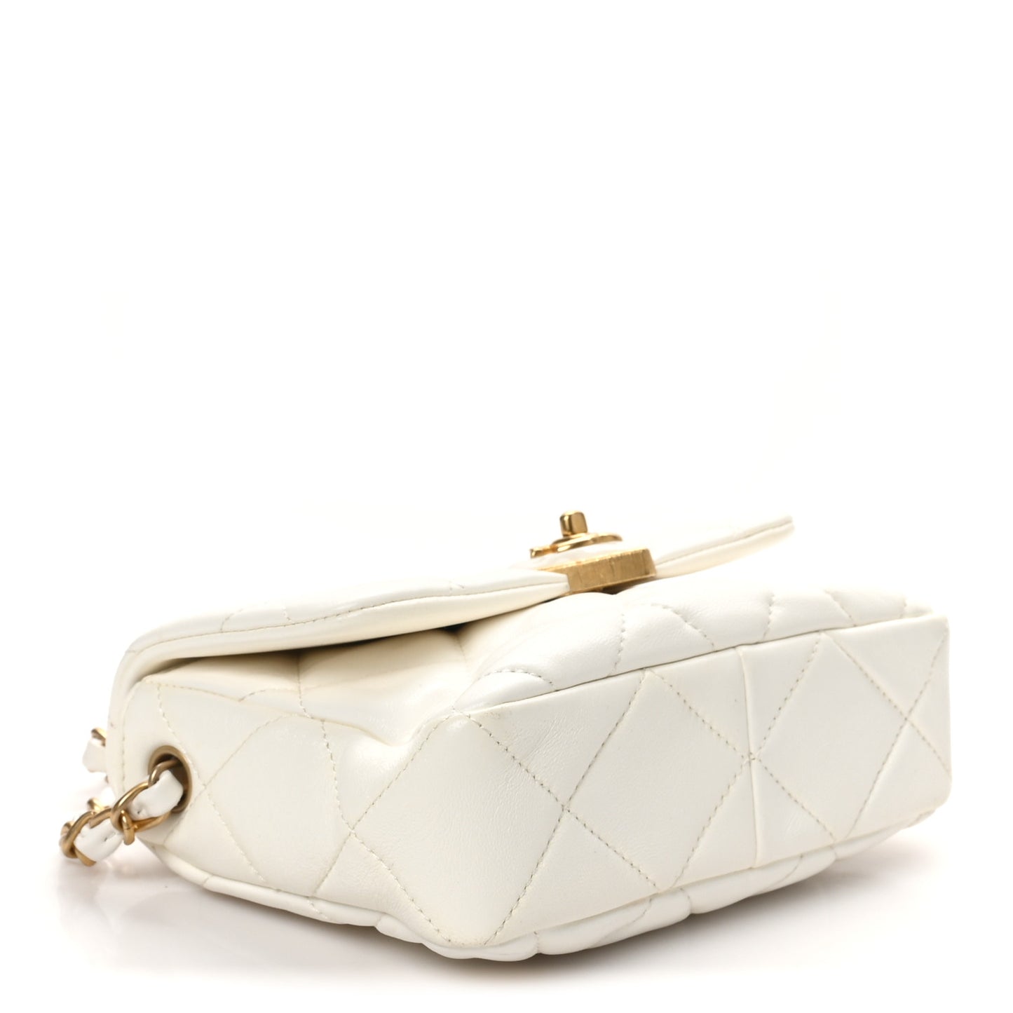 Lambskin Plexiglass Quilted Coco Love Mini Flap White