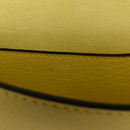 Valentino Garavani Pebbled Calfskin Rockstud Flip Lock Crossbody Bag Yellow 6 of 8