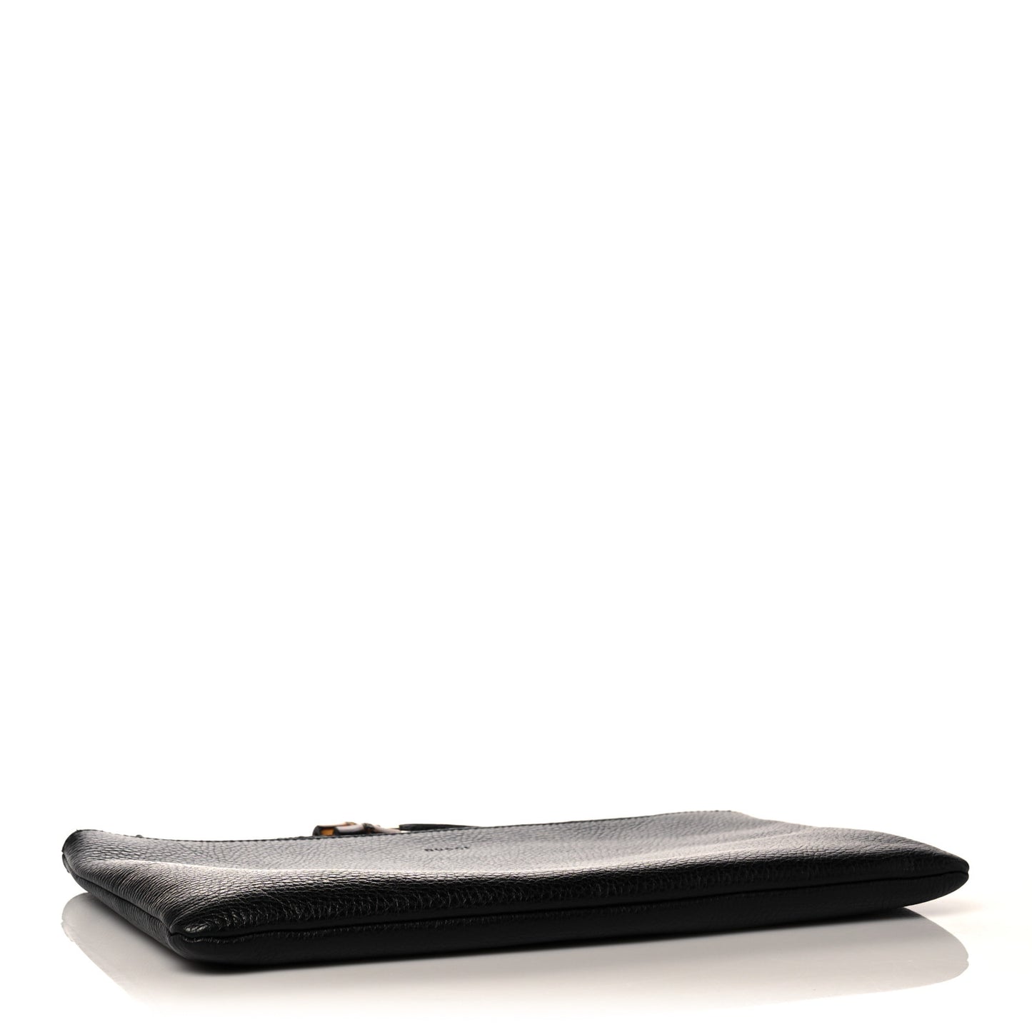 Pebbled Calfskin Large Bamboo Clutch Black