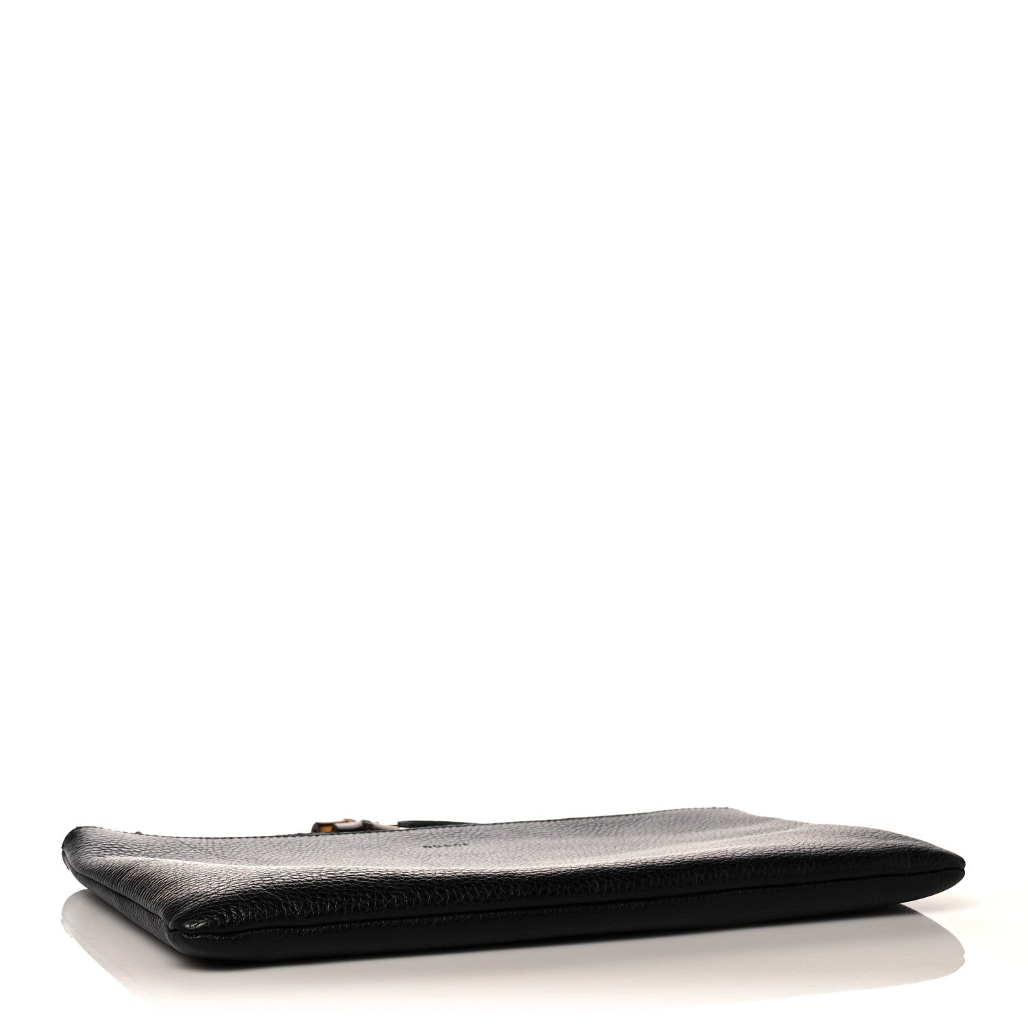 Gucci Pebbled Calfskin Large Bamboo Clutch Black 4 of 10