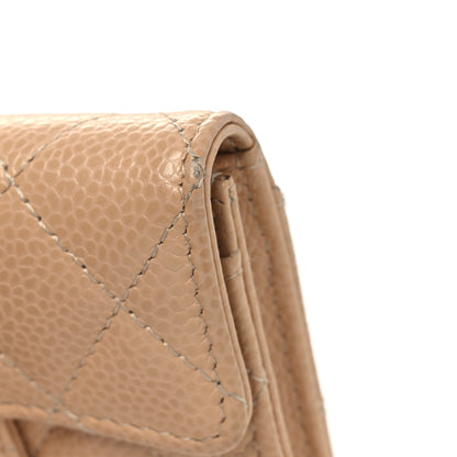 Chanel Caviar Quilted Flap Card Holder Wallet Beige 11 of 13