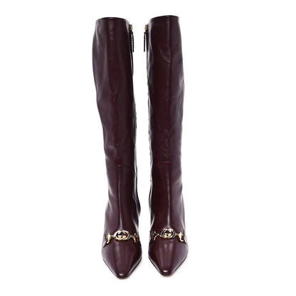 Gucci Calfskin Zumi Knee High Boots 37.5 Vintage Bordeaux 2 of 8