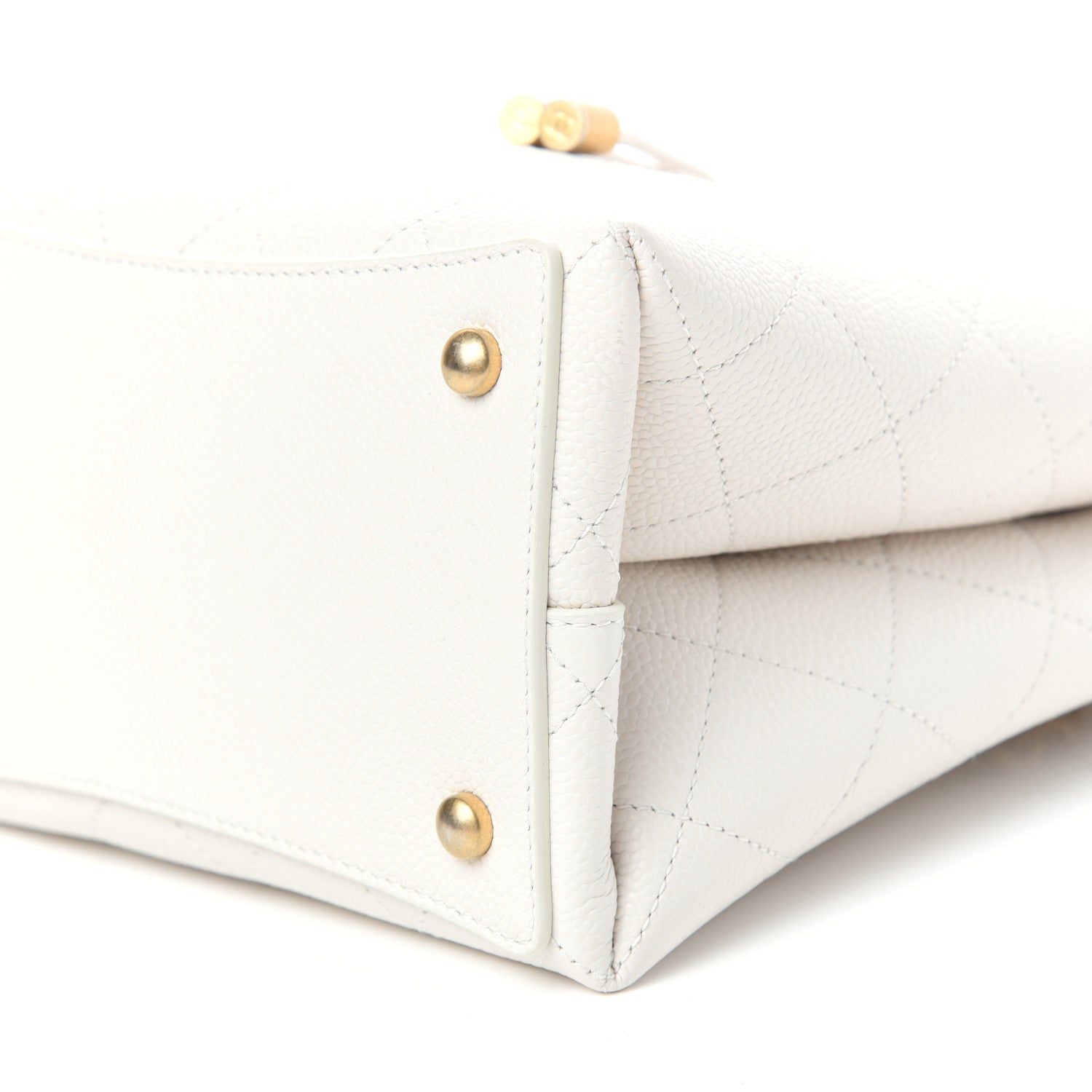 Chanel Grained Calfskin Stitched Small Drawstring Bag White 9 of 10