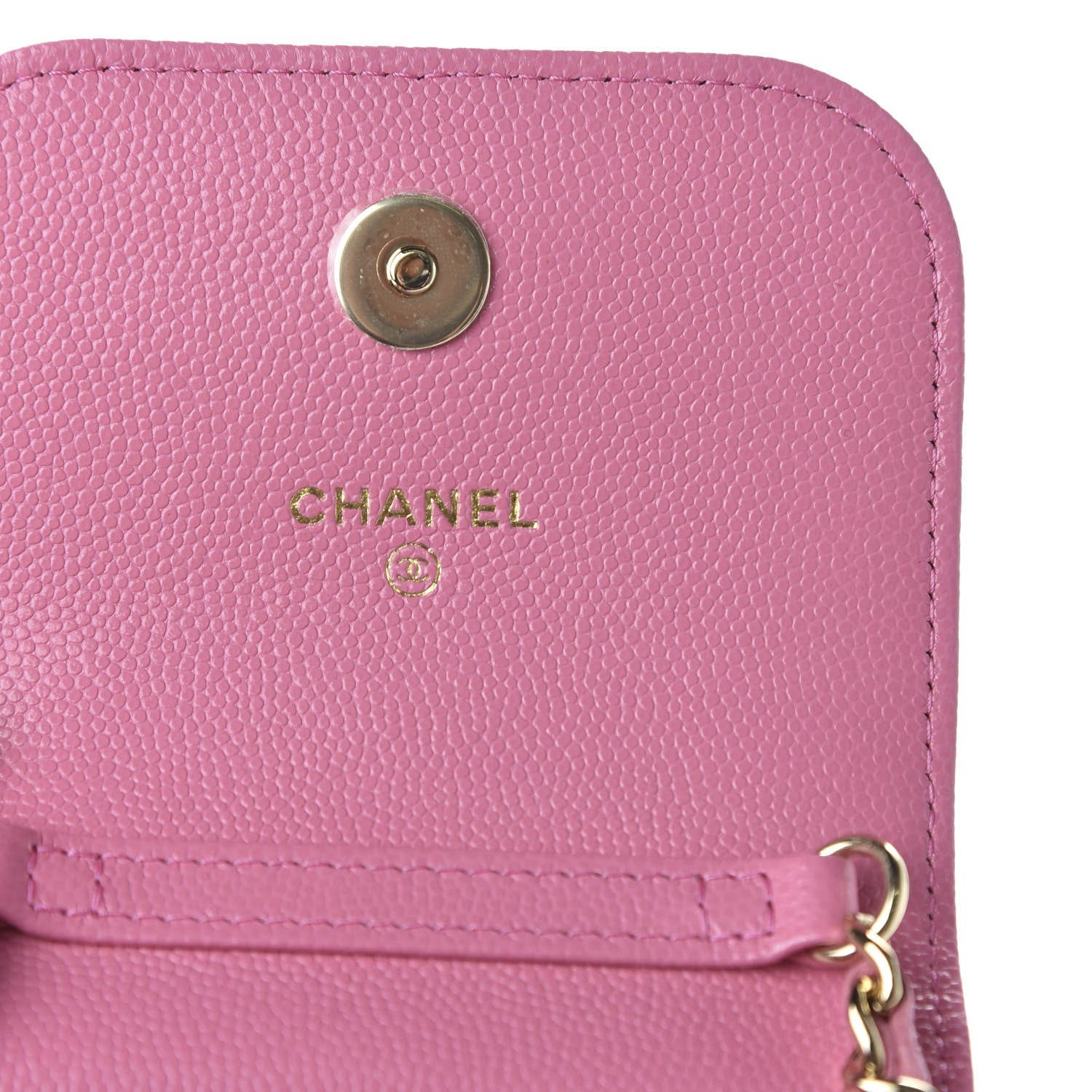 Chanel Caviar Quilted Crystal CC Airpods Pro and Phone Case With Chain Pink 9 of 13