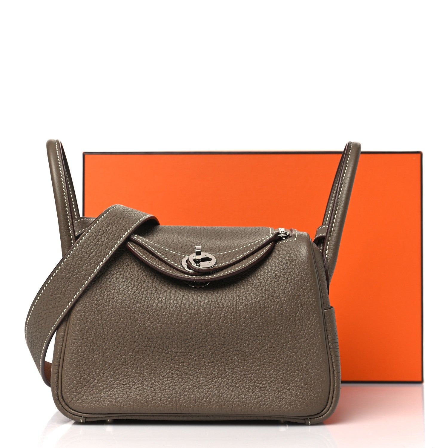 Hermes Taurillon Clemence Mini Lindy 20 Etoupe 11 of 11