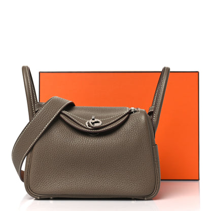 Hermes Taurillon Clemence Mini Lindy 20 Etoupe 11 of 11