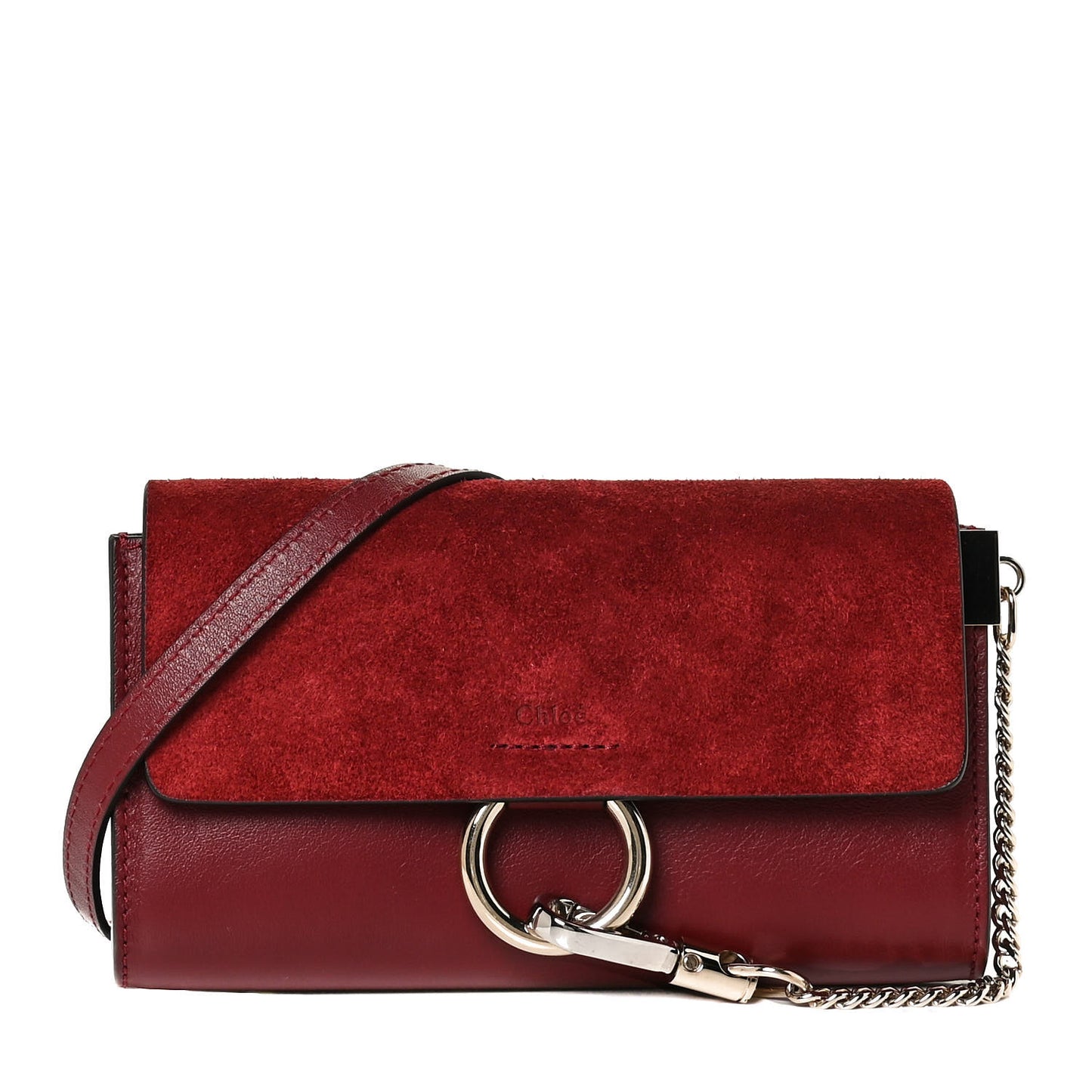 Suede Calfskin Mini Faye Shoulder Bag Plum Purple