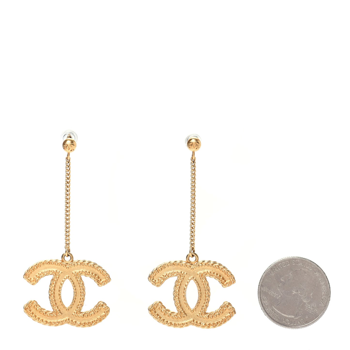 CC Drop Earrings Matte Gold