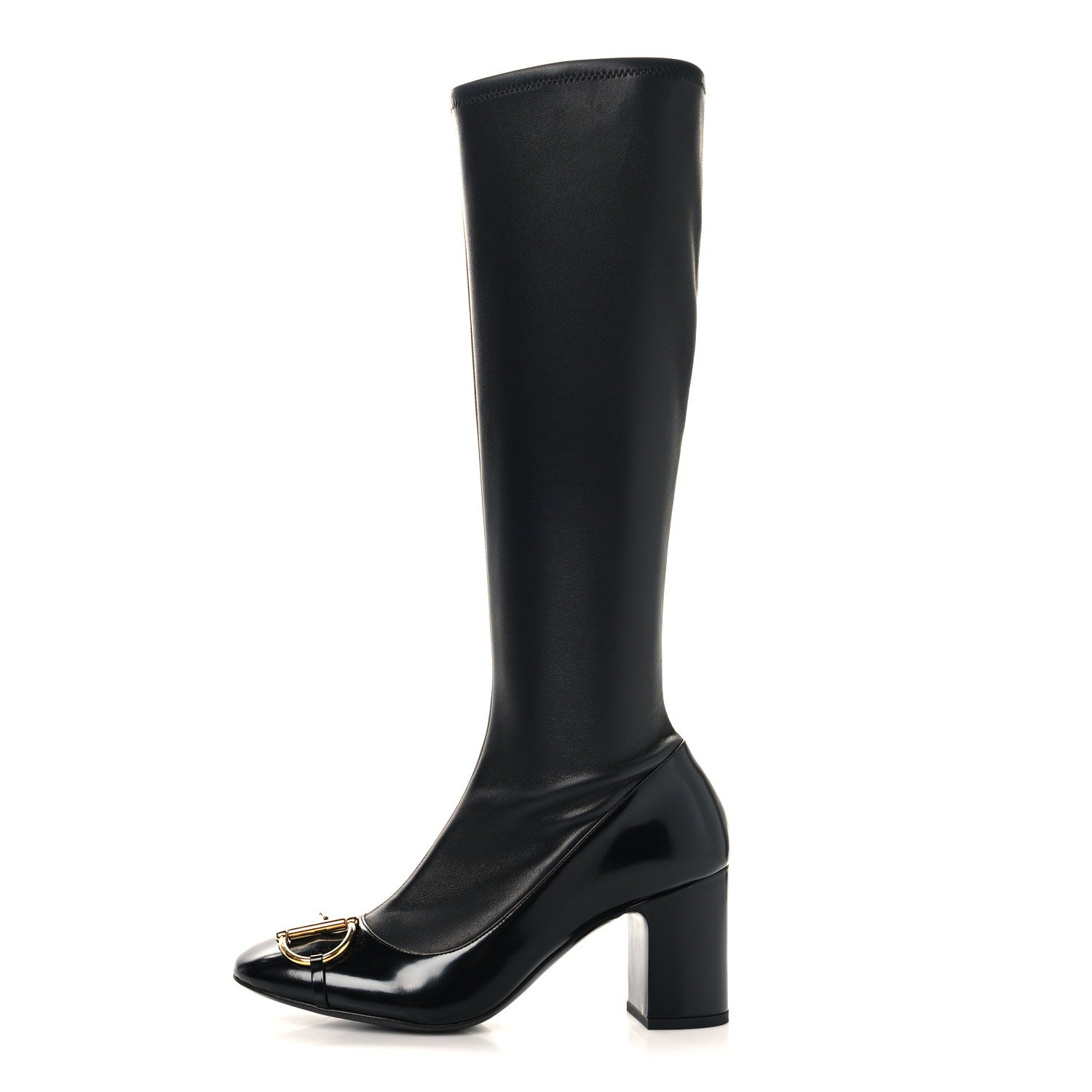Gucci Nappa Stretch Brixton Horsebit Knee High Boots 39.5 Black 1 of 7