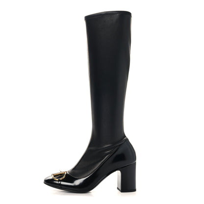 Gucci Nappa Stretch Brixton Horsebit Knee High Boots 39.5 Black 1 of 7