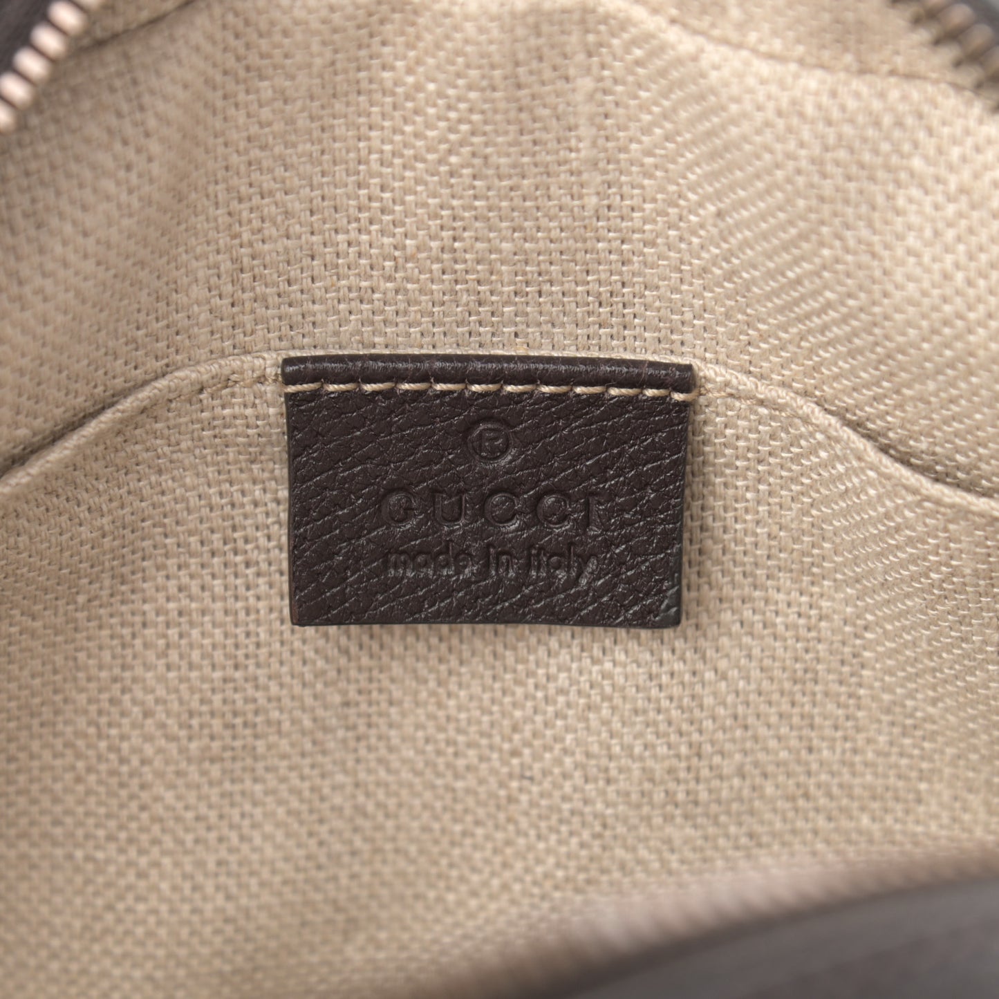 Textured Calfskin Web Small Webby Bee Shoulder Bag Brown Coffee