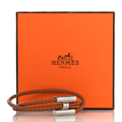 Hermes Swift Double Wrap Cord Tournis Tresse Bracelet Gold 5 of 5