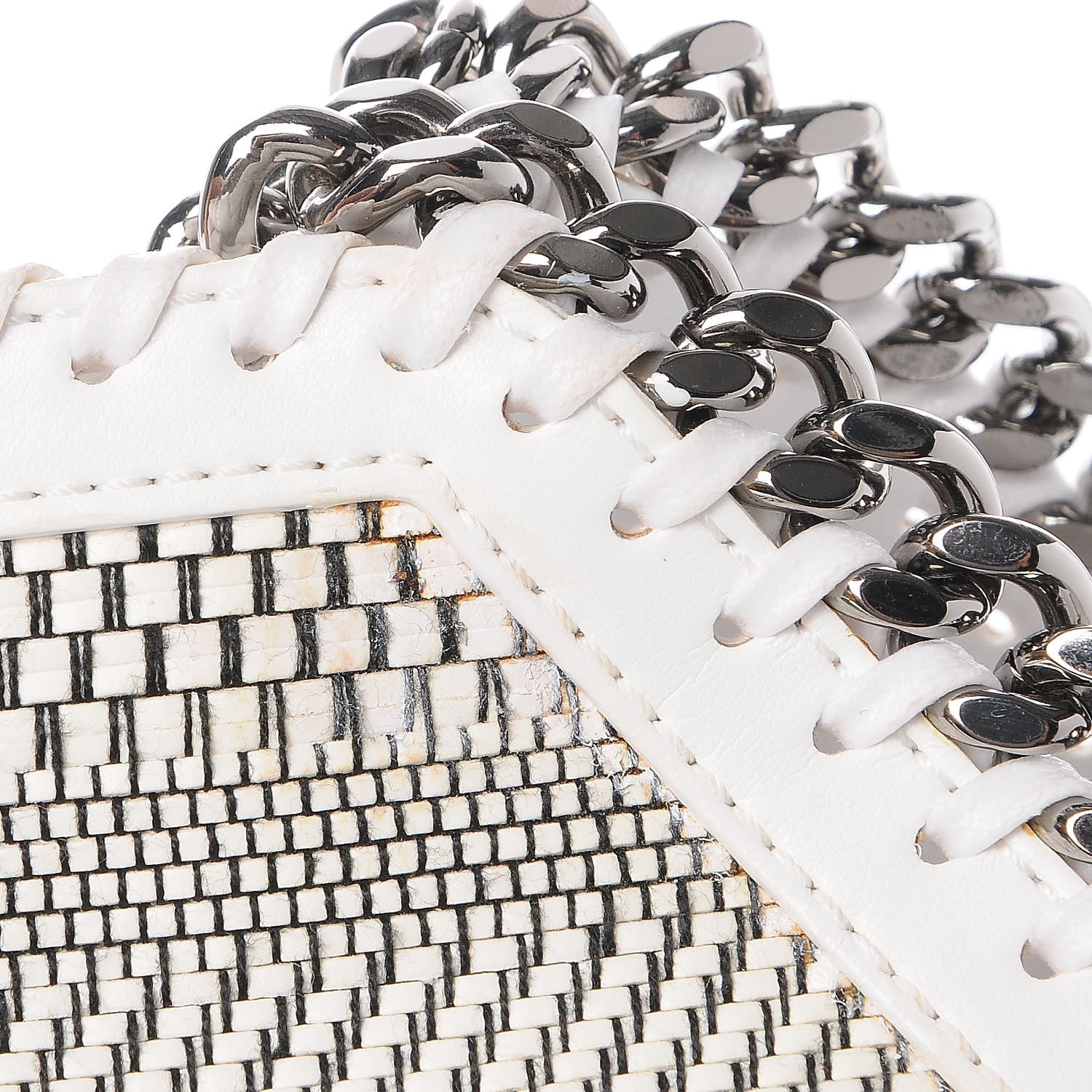 Stella McCartney Woven Moire Falabella Tote Pure White 9 of 10