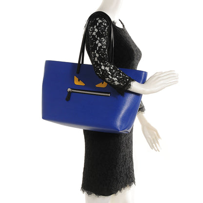 Fendi Vitello Elite Cuoio Monster Buggies Medium Roll Tote Blue Neon Black Multicolor Rosso Scuro 2 of 9