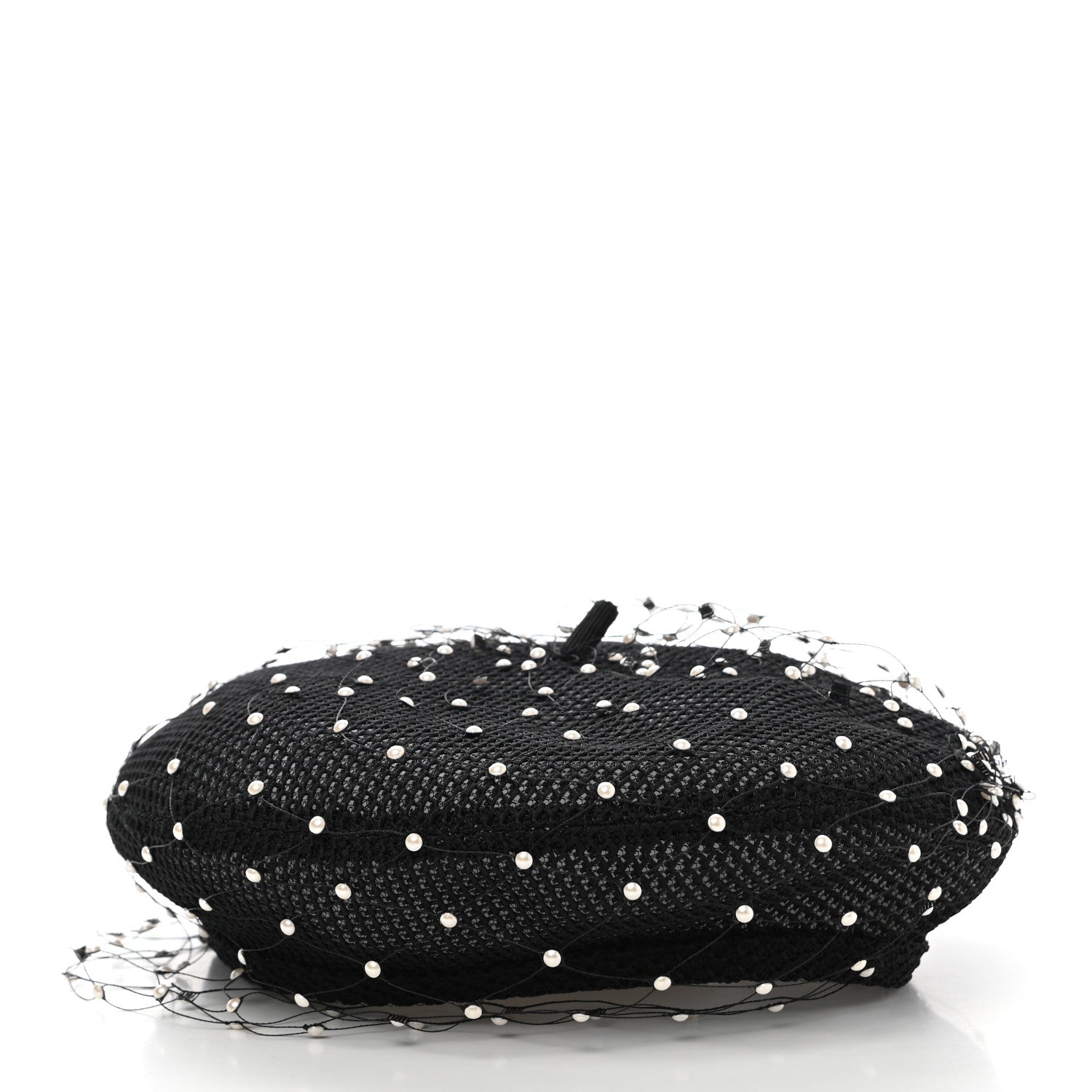 Christian Dior Polyester Nylon Pearl Beret with Veil Black 4 of 8