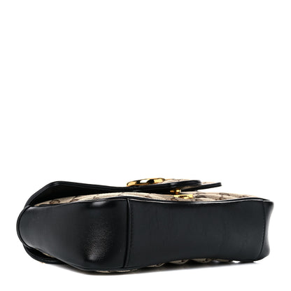 Gucci Monogram Matelasse Diagonal Mini GG Marmont Shoulder Bag Beige Black 4 of 14