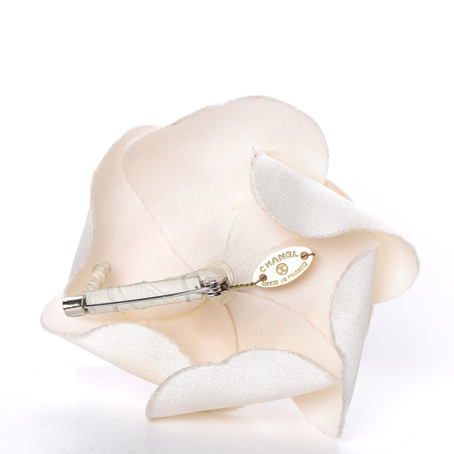 Silk Taffeta Camellia Brooch Pin White