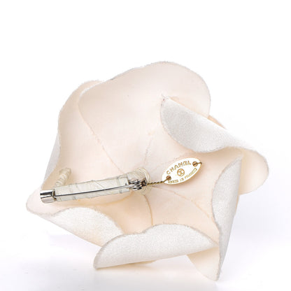 Chanel Silk Taffeta Camellia Brooch Pin White 5 of 5