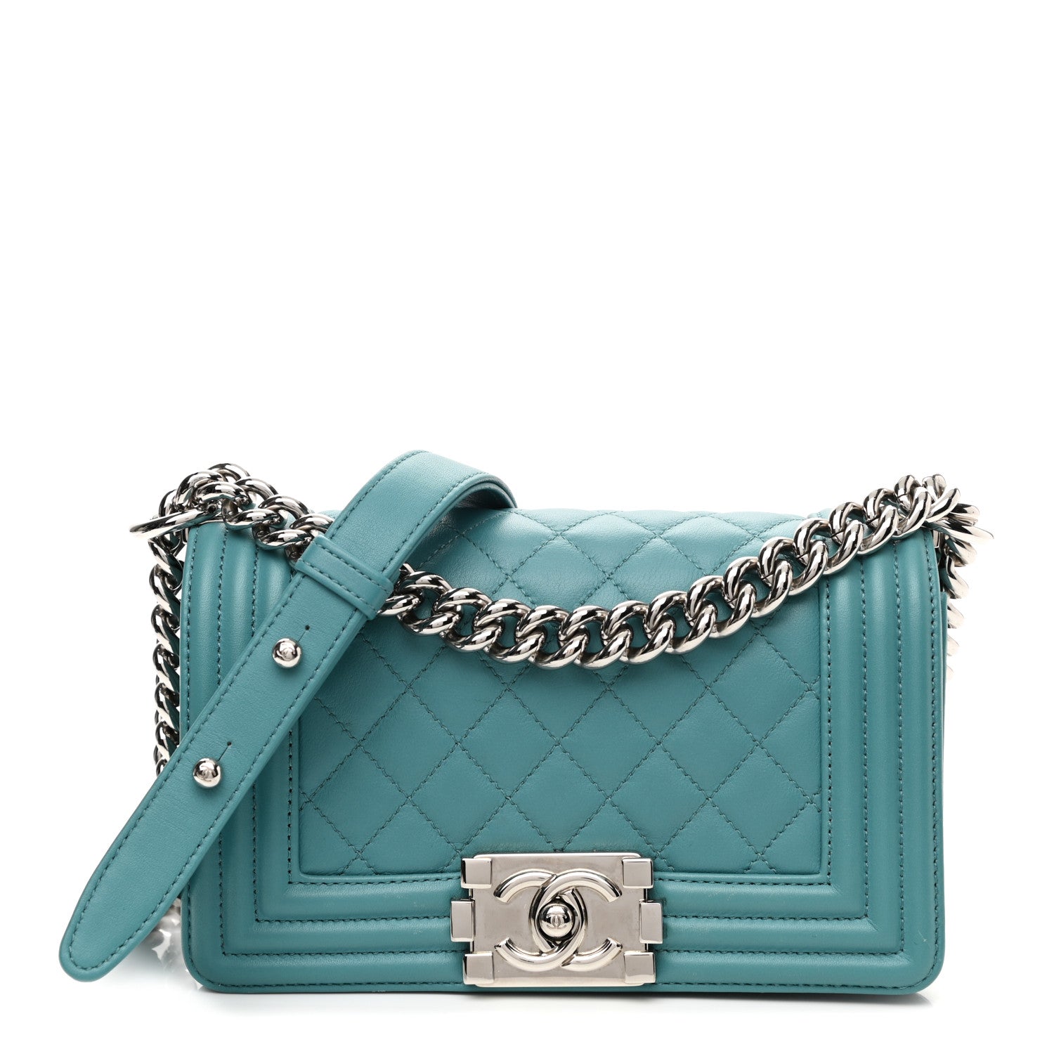 Chanel Calfskin Quilted Small Boy Flap Turquoise 1 of 11
