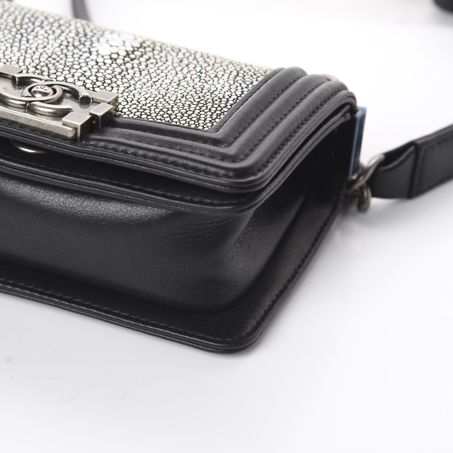 Chanel Galuchat Stingray Mini Boy Flap Black Silver 9 of 9