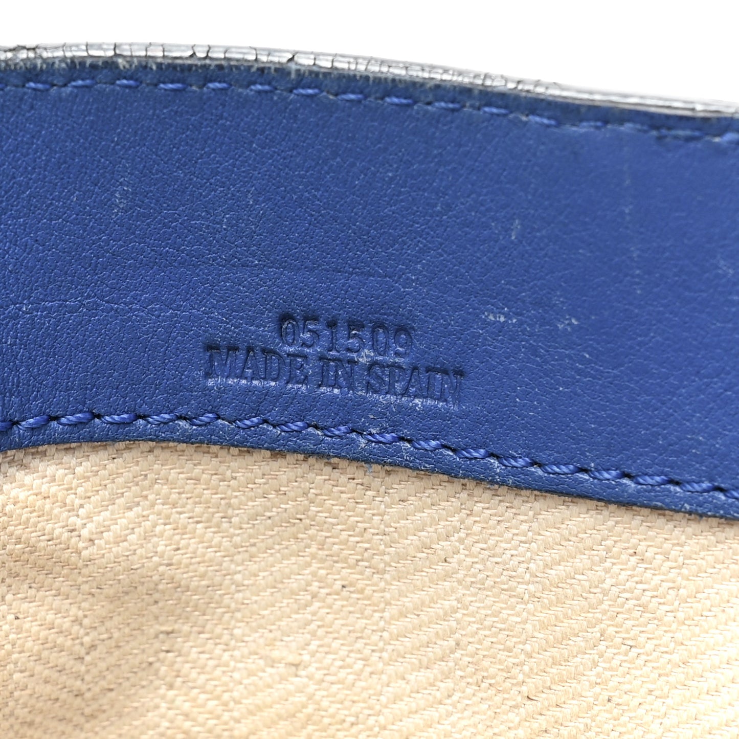 Calfskin Anagram Embossed Tote Blue