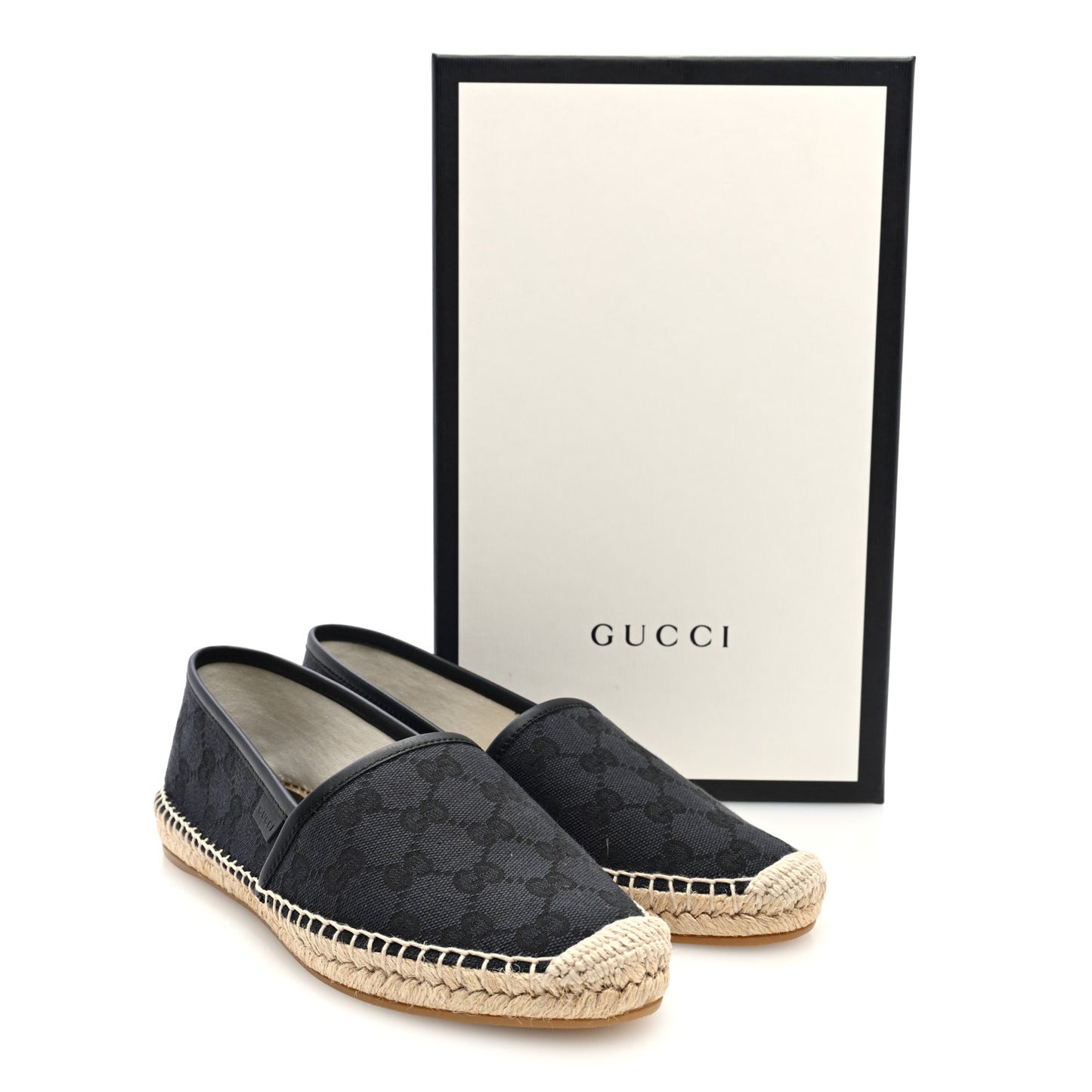 Washed Cotton Miro Soft Calfskin GG Monogram Espadrilles 37.5 Black