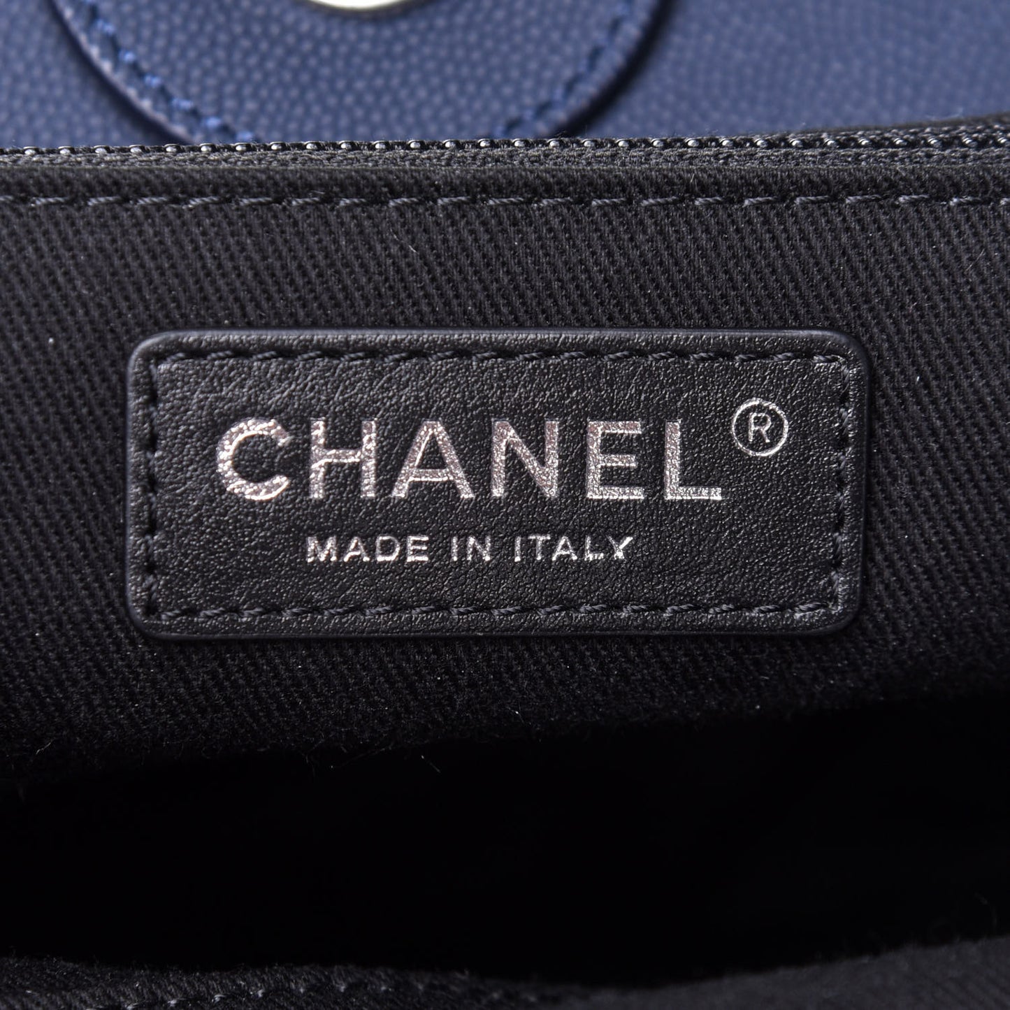 Grained Calfskin Large Coco Eyelets Shopping Tote Navy