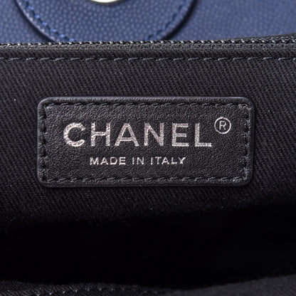 Chanel Grained Calfskin Large Coco Eyelets Shopping Tote Navy 5 of 10