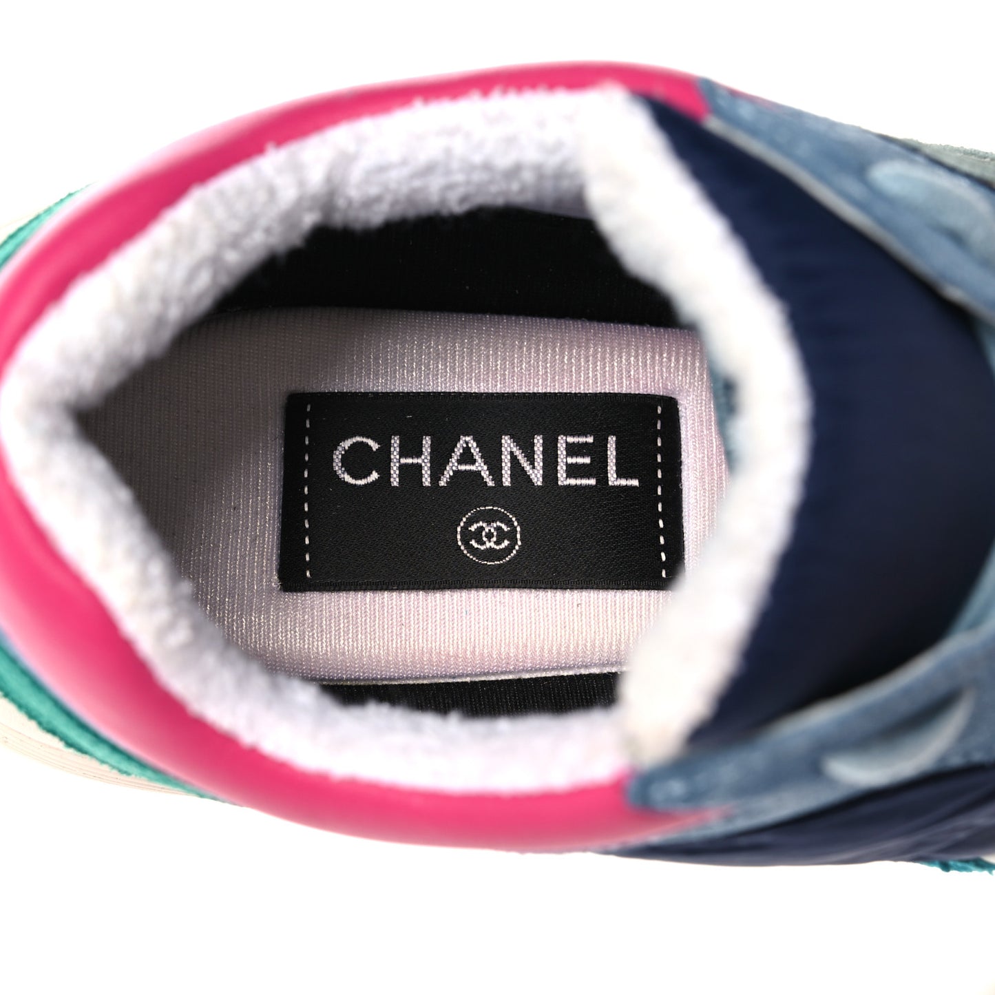 Nylon Calfskin Suede CC Sneakers 39.5 Navy Turquoise